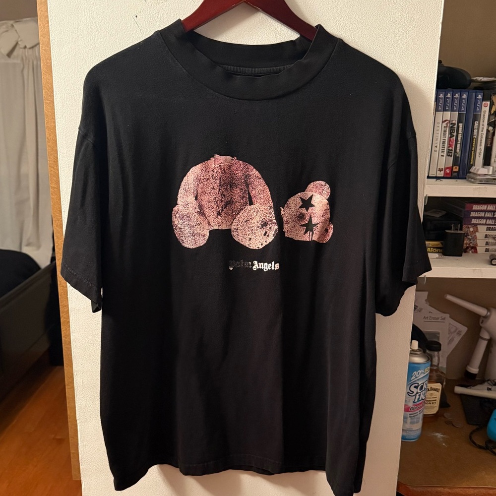 Palm Angels Black Graffiti Bear Shirt